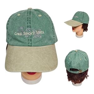 Great‎ Smoky Mountains GSM Adults Strapback Hat Adjustable Cap Green x Beige